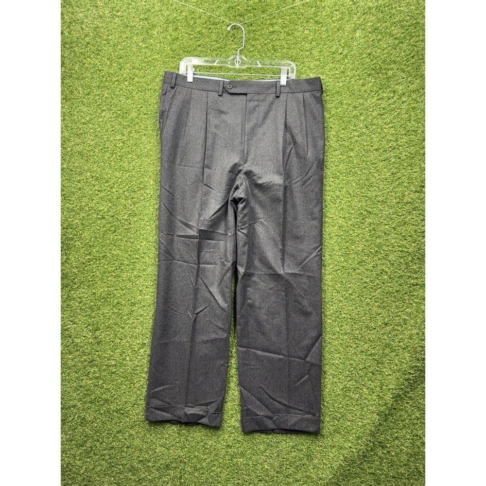 SAMUELSOHN Wool Dress Pants Mens 35x30 All Seasons Pleated Grey Casual